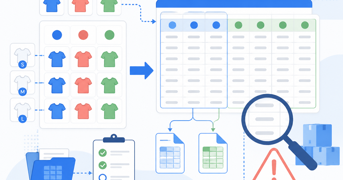 Shopify CSVでバリエーションが壊れる前に見るOption列とVariant列