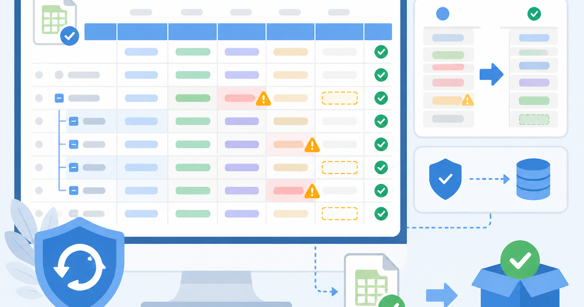 Shopify商品CSVの投入前チェックを表すイメージ